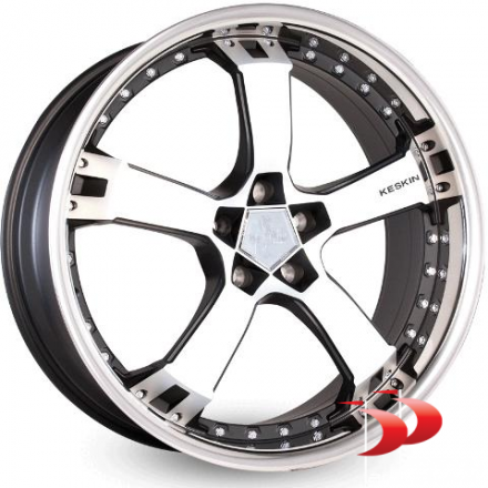 Keskin 5X100 R18 9,5 ET25 KT10 Matt Black Front Polish Steel LIP